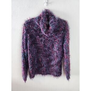 Vintage Carducci Sweater Mohair Purple Turtle Neck Made In Italy RARE Large